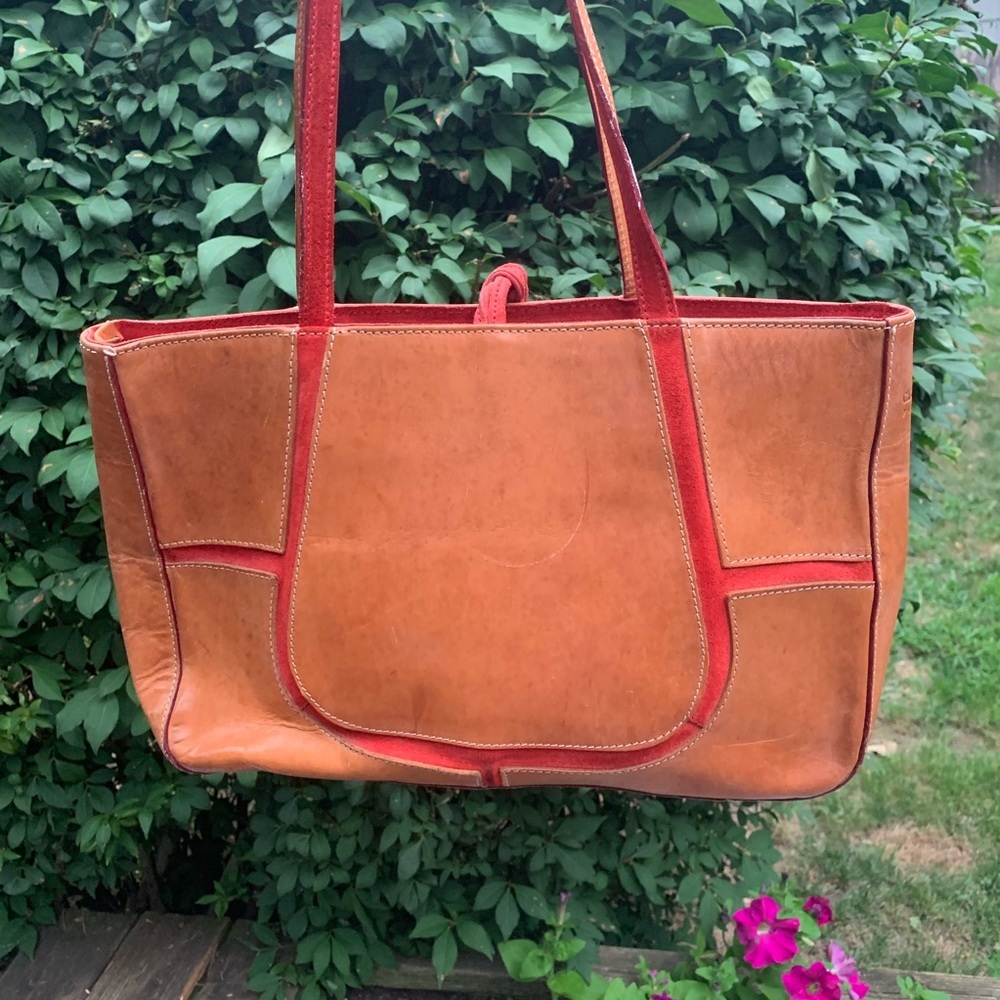 Claudia Firenze brown leather bag with red suede - Picture 6 of 8